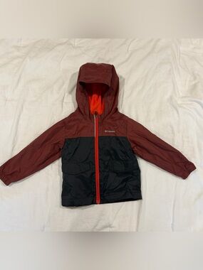 Columbia Kids Two-Tone Red & Black Rain Hooded Jacket - 3 T